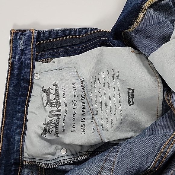 Levi's 513 Men's Slim Straight Distressed Denim Blue Jeans Size W32 L32 - Picture 5 of 14